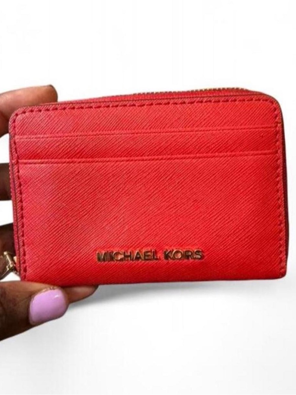 Michael Kors Red Saffiano wallet with Gold Logo